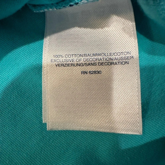 Lands End Women' Cotton Jersey Tunic Dress Cover-up Capri Aqua Embroidery‎ - Picture 8 of 9